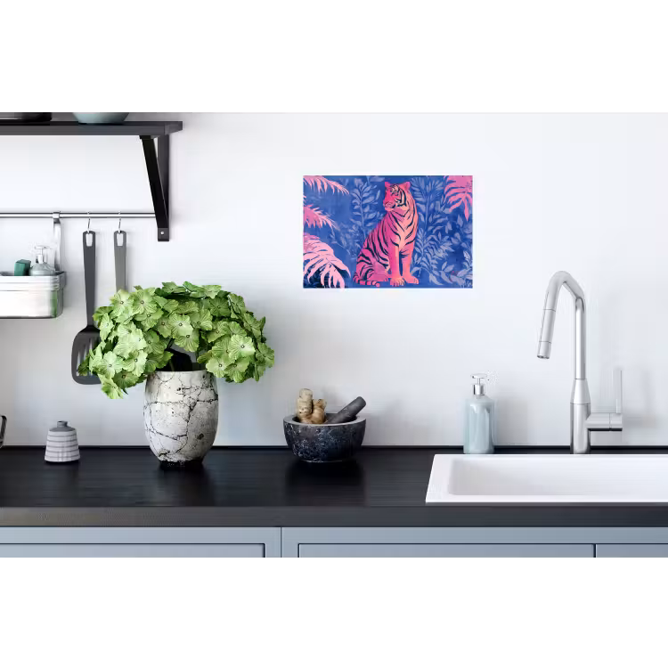 Tijger - Roze - Bladeren - Jungle Muursticker klein -keuken