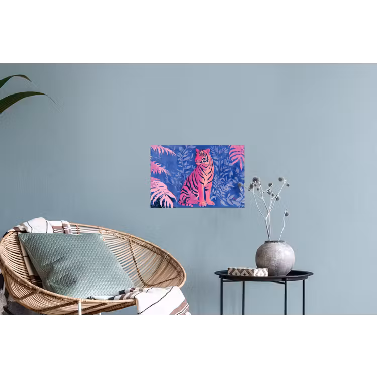 Tijger - Roze - Bladeren - Jungle Muursticker klein -plant