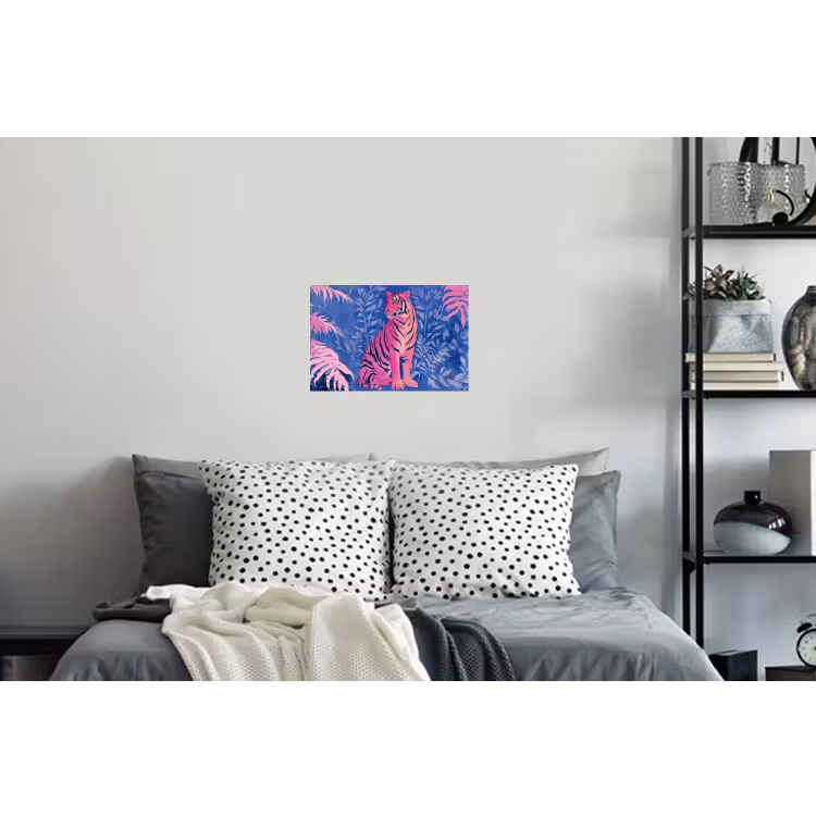 Tijger - Roze - Bladeren - Jungle Muursticker klein -slaapkamer