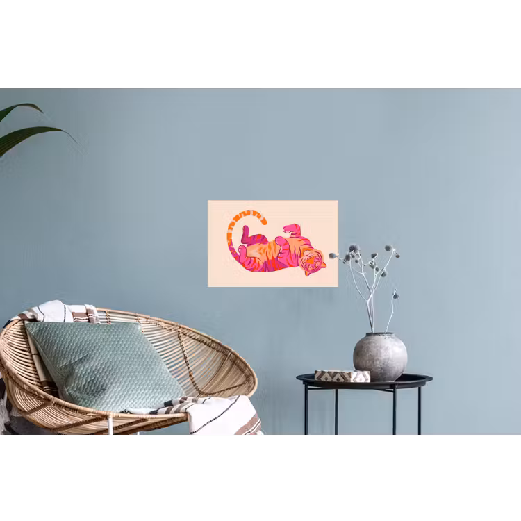 Tijger - Roze - Oranje Muursticker klein -plant