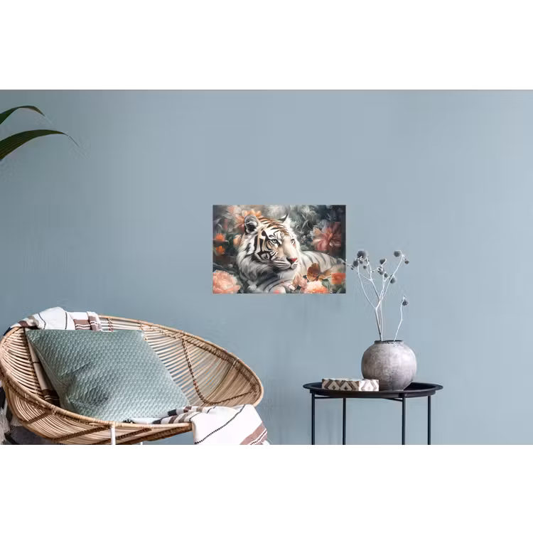 Tijger - Wilde dieren - Bloemen - Jungle Muursticker klein -plant