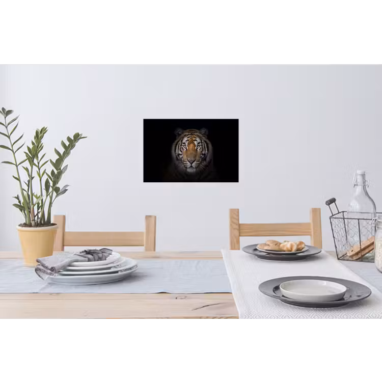 Tijger - Wilde dieren - Portret - Zwart - Dieren Muursticker klein -eettafel
