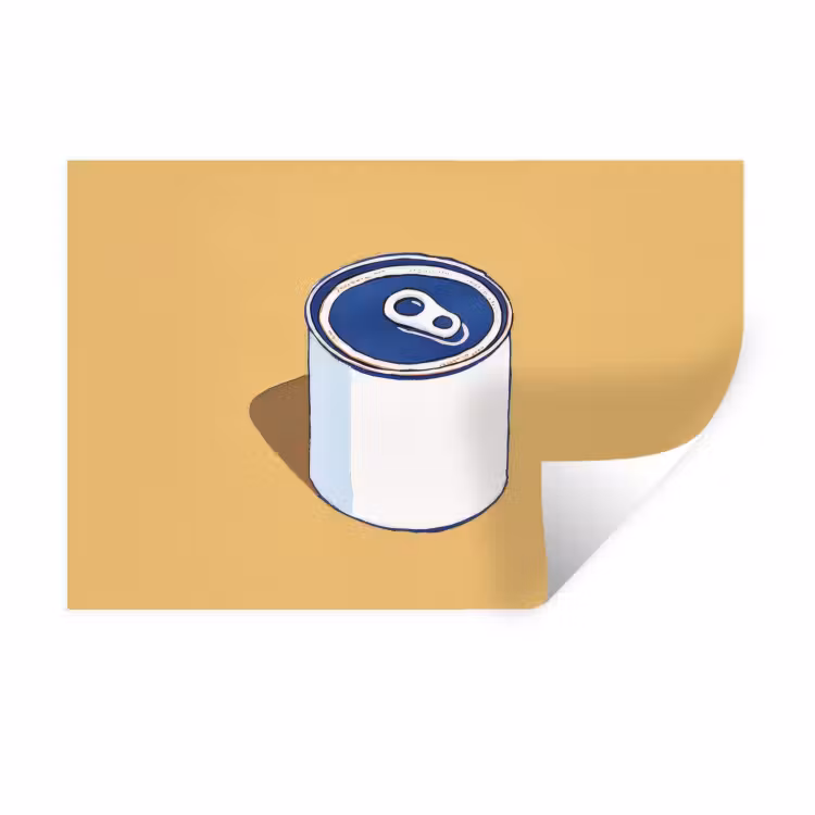 Blikje - Minimalistisch - Blauw - Illustratie Muursticker klein -3d