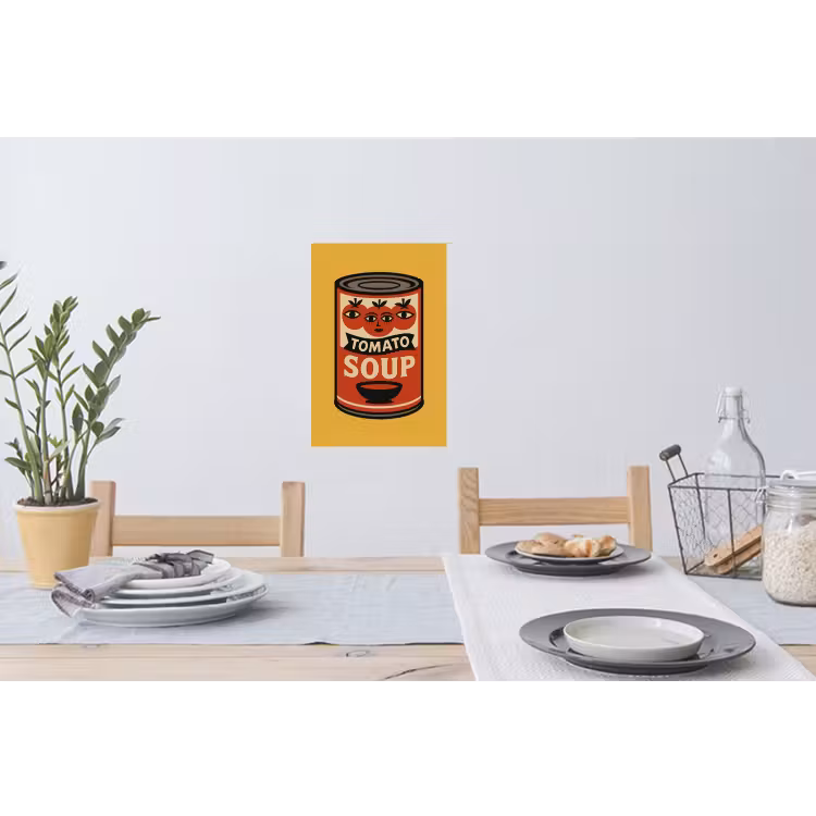 Tomatensoep - Gezichtje - Illustratie - Rood Muursticker klein -eettafel