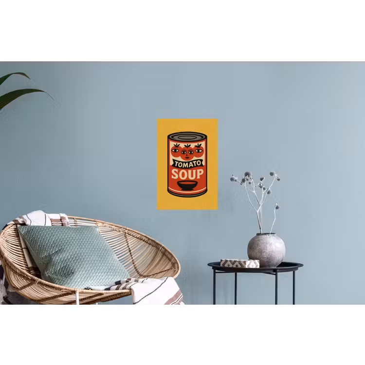 Tomatensoep - Gezichtje - Illustratie - Rood Muursticker klein -plant