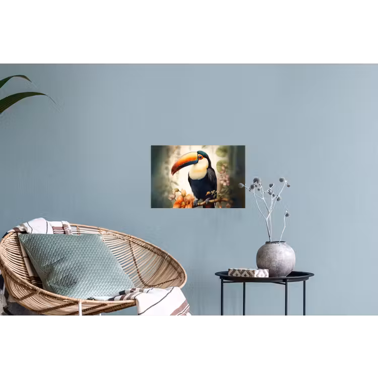 Toekan - Vogel - Bloemen - Planten Muursticker klein -plant