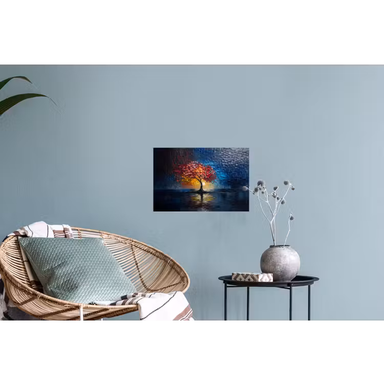 Boom - Blauw - Bladeren - Vakken Muursticker klein -plant