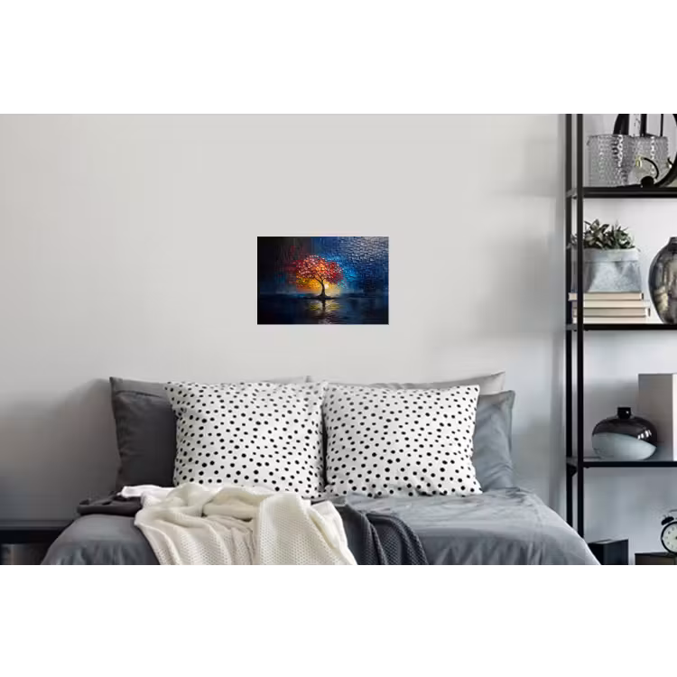 Boom - Blauw - Bladeren - Vakken Muursticker klein -slaapkamer