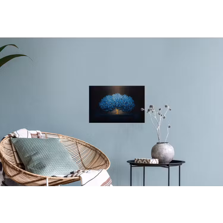 Boom - Blauw - Bladeren - Penseelstreken Muursticker klein -plant