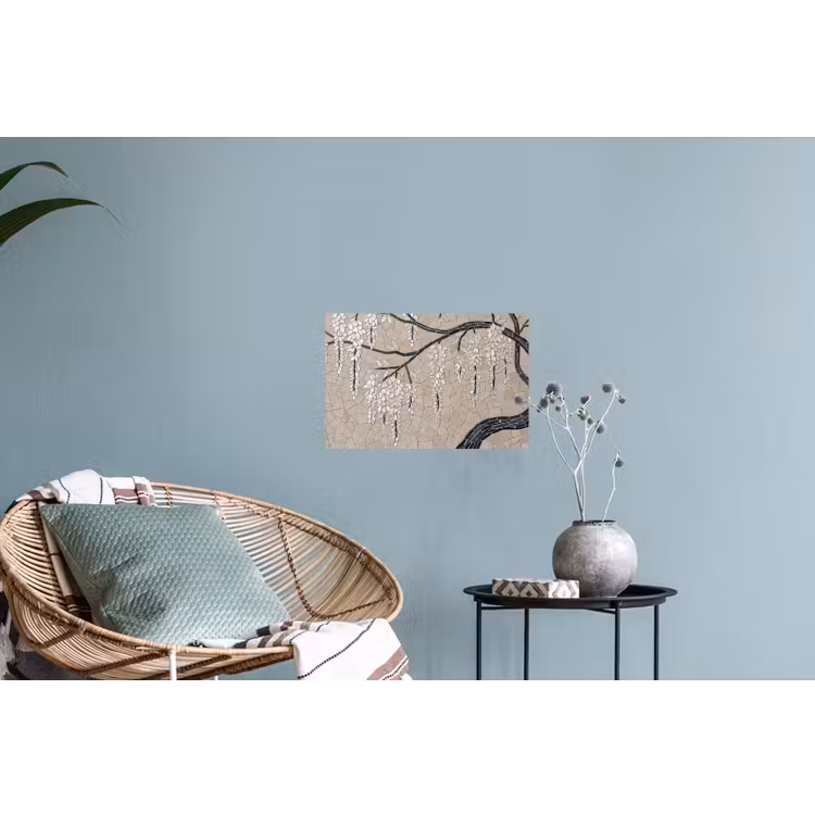 Boom - Bloemen - Mozaïek - Kunst - Wit Muursticker klein -plant