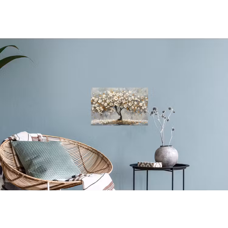 Boom - Bloemen - Wit - Natuur - Kunst Muursticker klein -plant