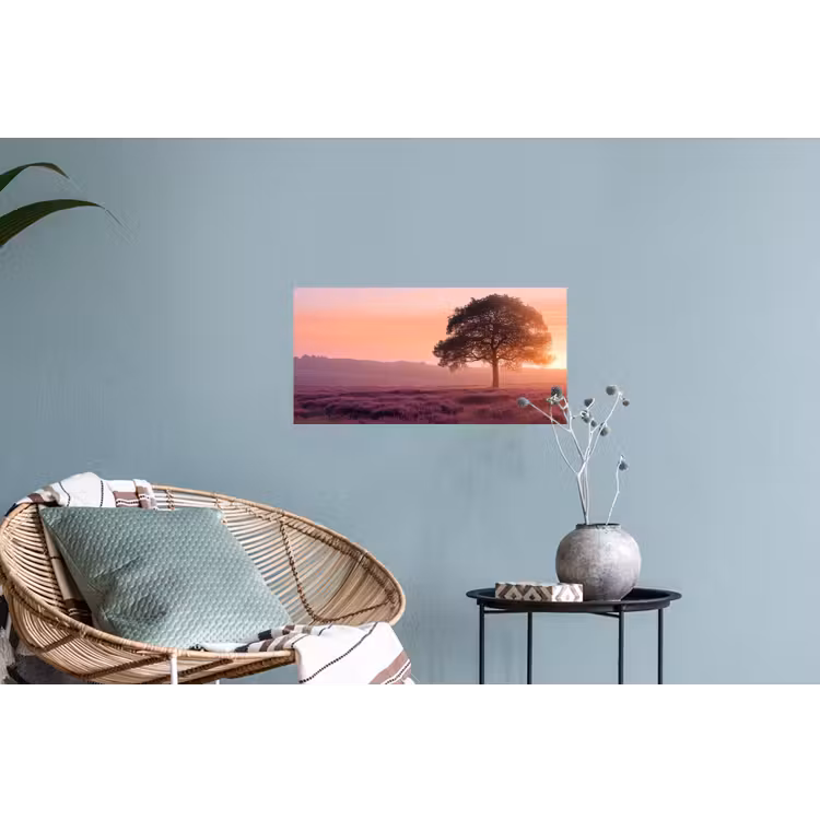 Boom - Heide - Zonsopgang Muursticker klein -plant
