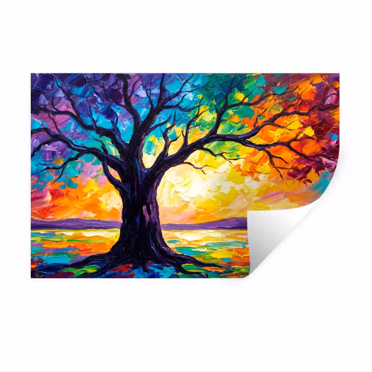 Boom - Landschap - Natuur - Abstract - Kleurrijk Muursticker klein -3d