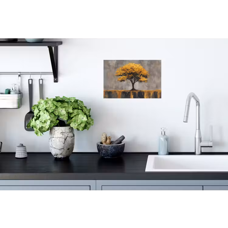 Boom - Bladeren - Goud - Abstract Muursticker klein -keuken