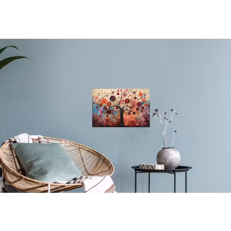 Levensboom - Bloemen - Roze - Hippie - Kunst Muursticker klein -plant