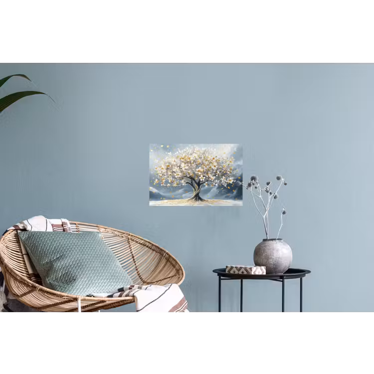 Boom - Winter - Levensboom - Modern - Goud Muursticker klein -plant