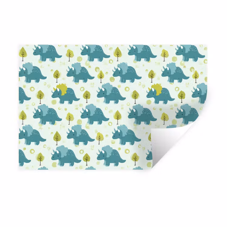 Triceratop - Blauw - Stippen - Boompjes Muursticker klein -3d