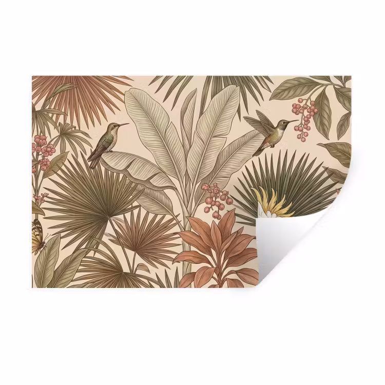 Tropisch - Vogels - Beige Muursticker klein -3d