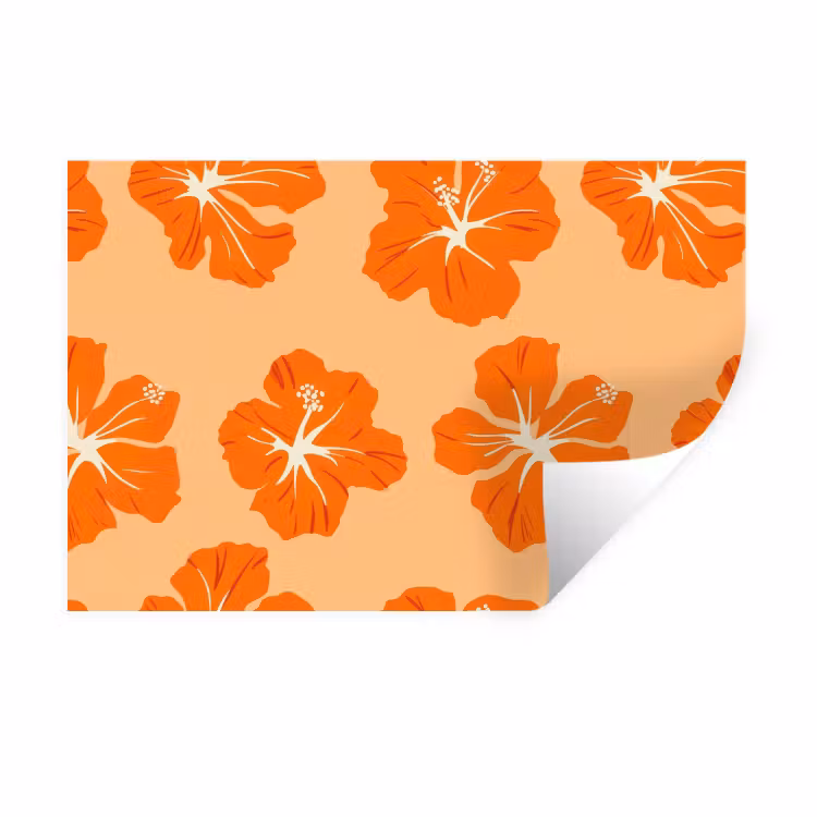 Tropisch - Hibiscus - Oranje Muursticker klein 286 -3d