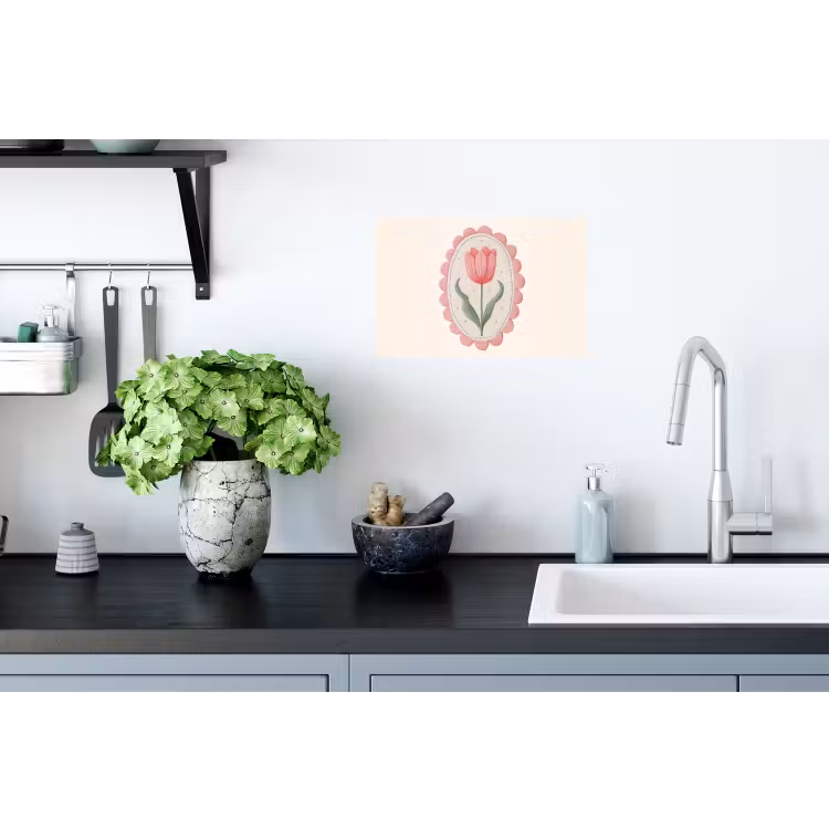Tulp - Lijst - Ovaal - Illustratie Muursticker klein -keuken
