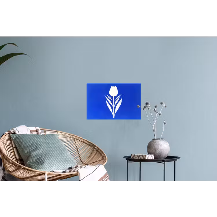 Tulp - Minimalistisch - Bladeren - Wit Muursticker klein -plant