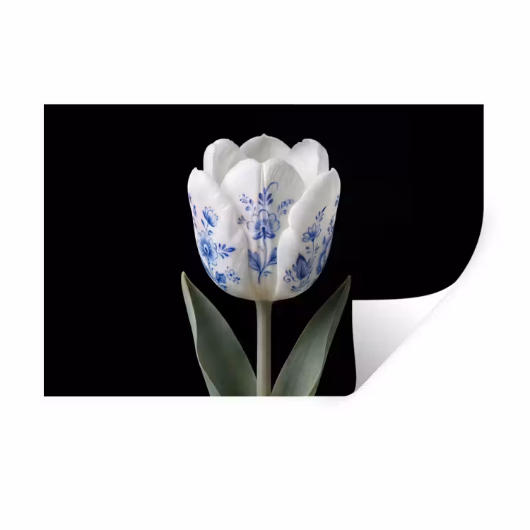 Tulp - Patroon - Blauw Muursticker klein -3d