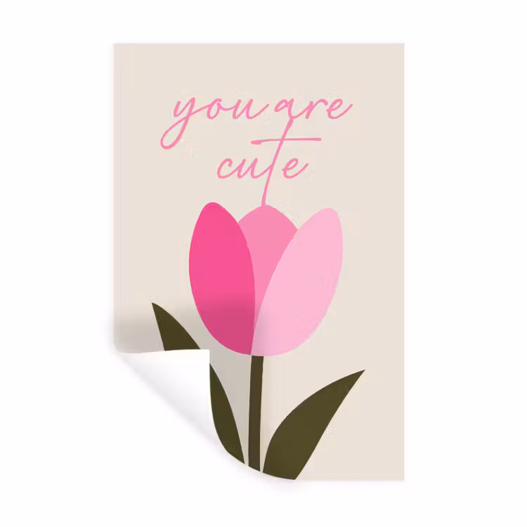 Tulp - Roze - Valentijn - Bloem Muursticker klein -3d