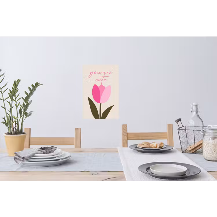 Tulp - Roze - Valentijn - Bloem Muursticker klein -eettafel