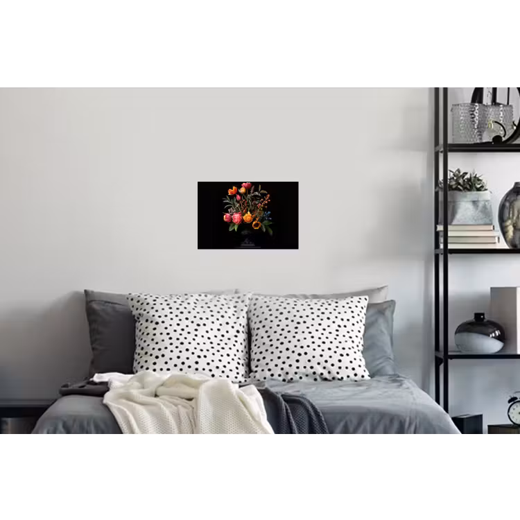 Tulpen - Bessen - Boeket - Vaas Muursticker klein -slaapkamer