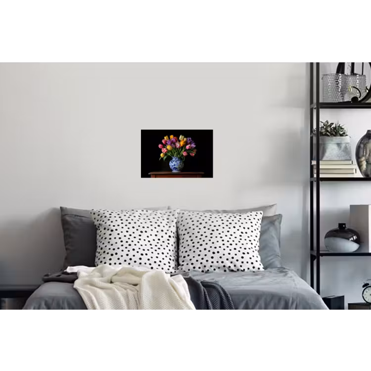 Tulpen - Kleuren - Hout - Vaas Muursticker klein -slaapkamer