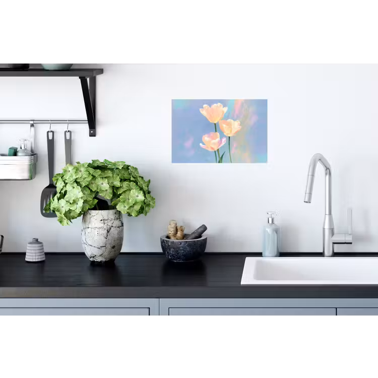 Tulpen - Roze accenten - Blauw Muursticker klein -keuken