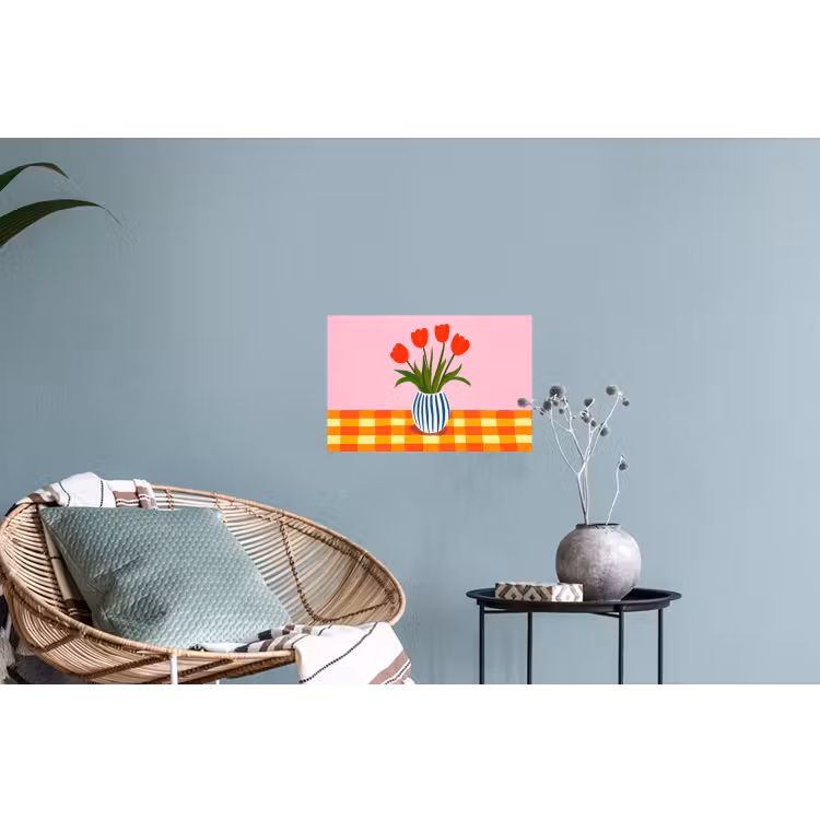 Tulpen - Roze - Vaas Muursticker klein -plant