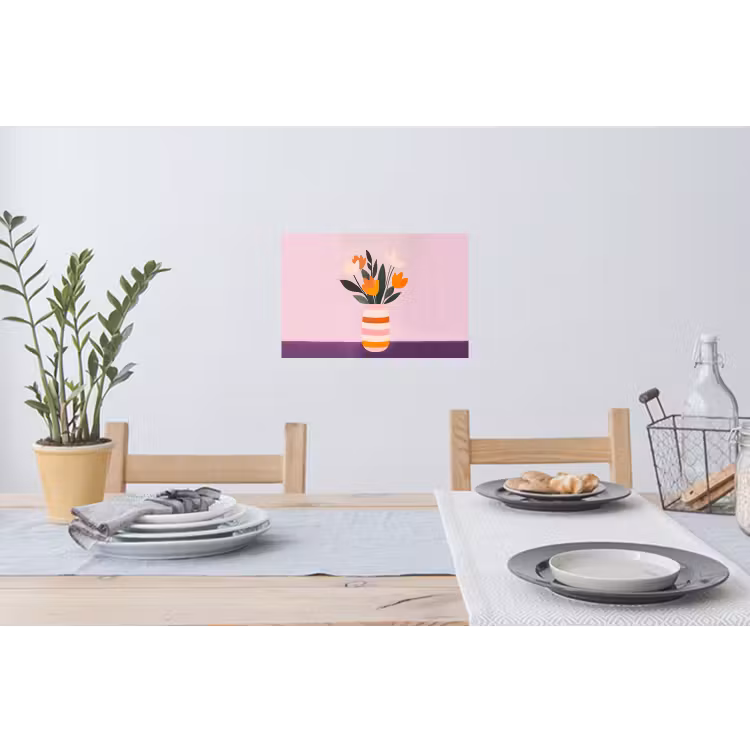 Tulpen - Vaas - Strepen - Paars Muursticker klein -eettafel
