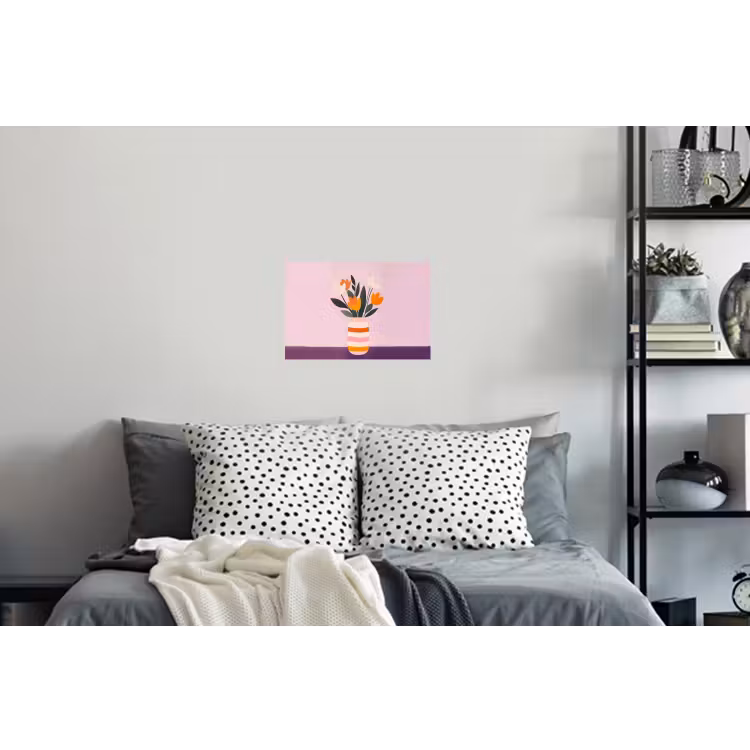 Tulpen - Vaas - Strepen - Paars Muursticker klein -slaapkamer