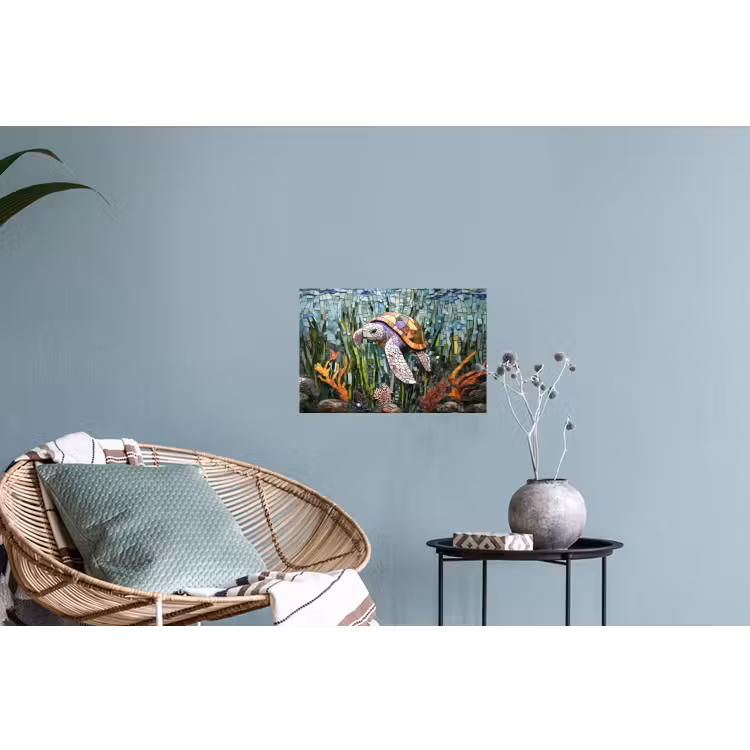 Schildpad - Zeewier - Mozaïek Muursticker klein -plant