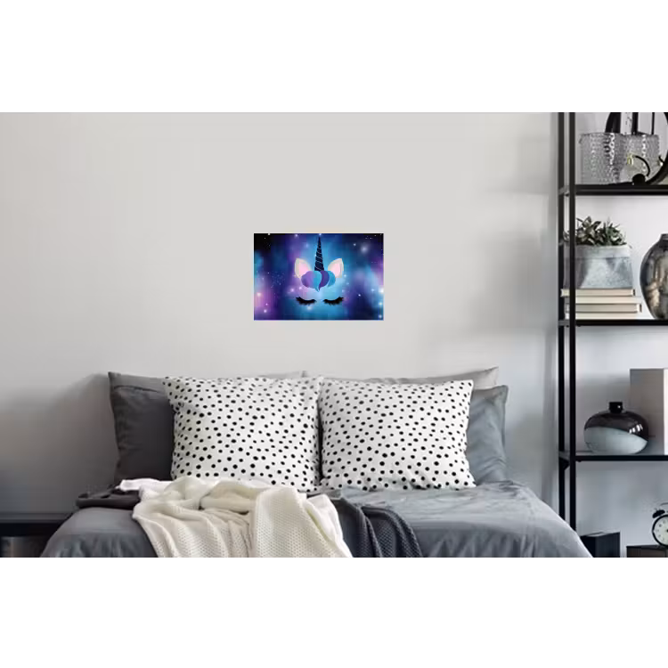 Eenhoorn - Sterren - Magisch - Blauw Muursticker klein -slaapkamer