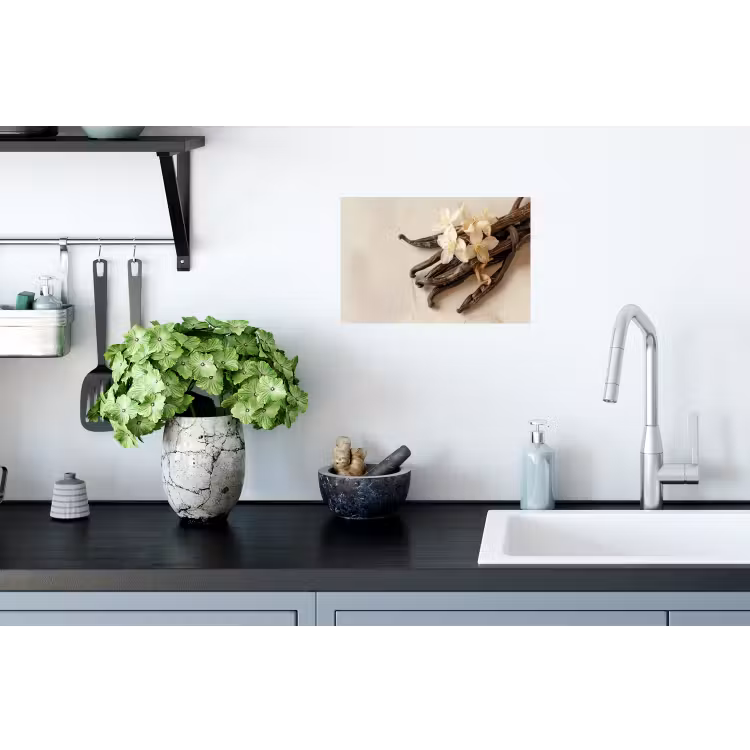 Vanille - Bloemen - Beige Muursticker klein -keuken