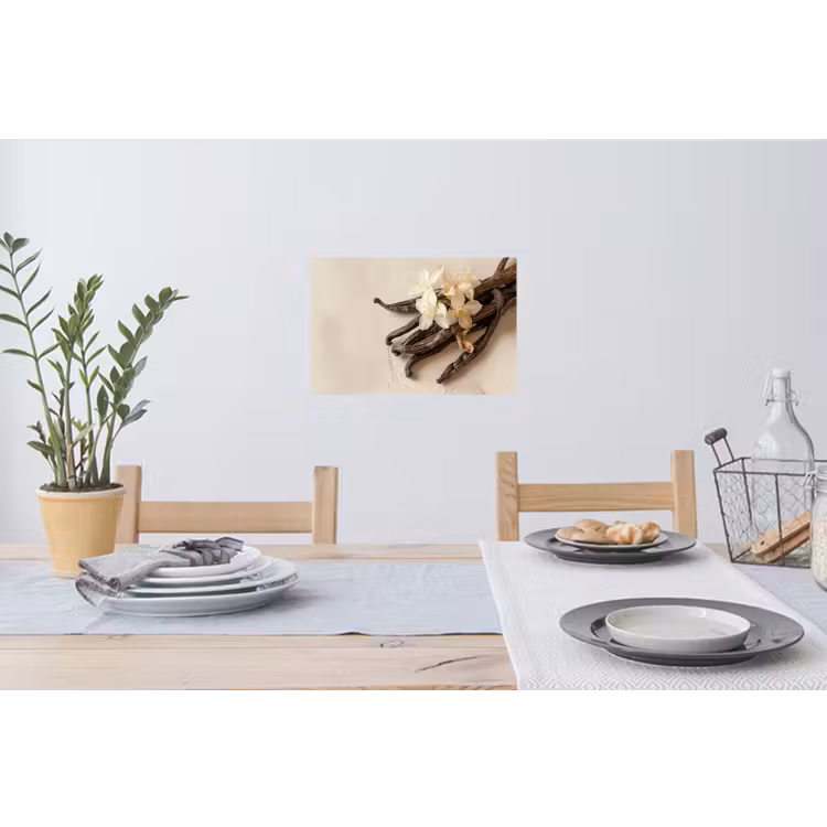 Vanille - Bloemen - Beige Muursticker klein -eettafel