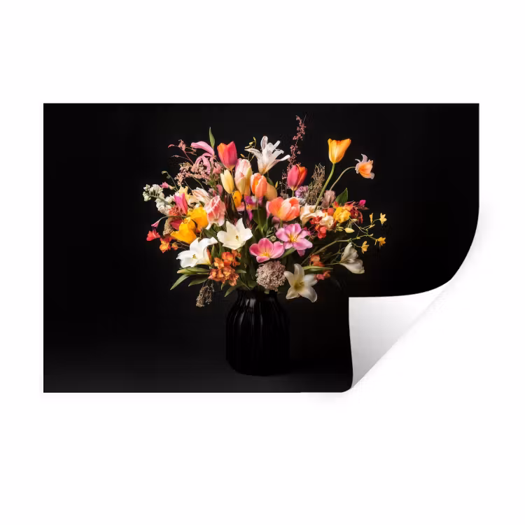 Vaas - Bloemen - Tulpen Muursticker klein -3d