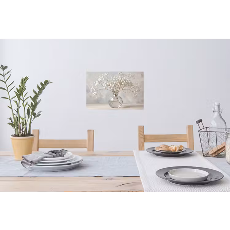 Vaas - Gipskruid - Wit Muursticker klein -eettafel