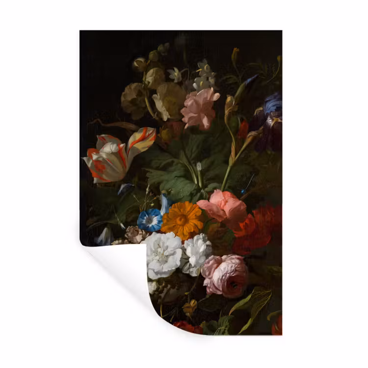 Vaas met bloemen - Schilderij van Rachel Ruysch Muursticker klein -3d
