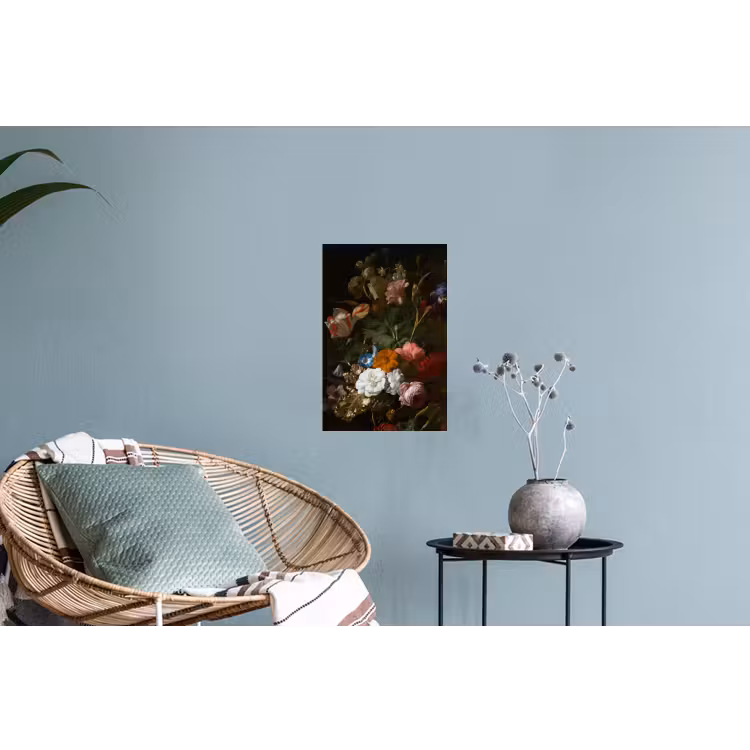 Vaas met bloemen - Schilderij van Rachel Ruysch Muursticker klein -plant