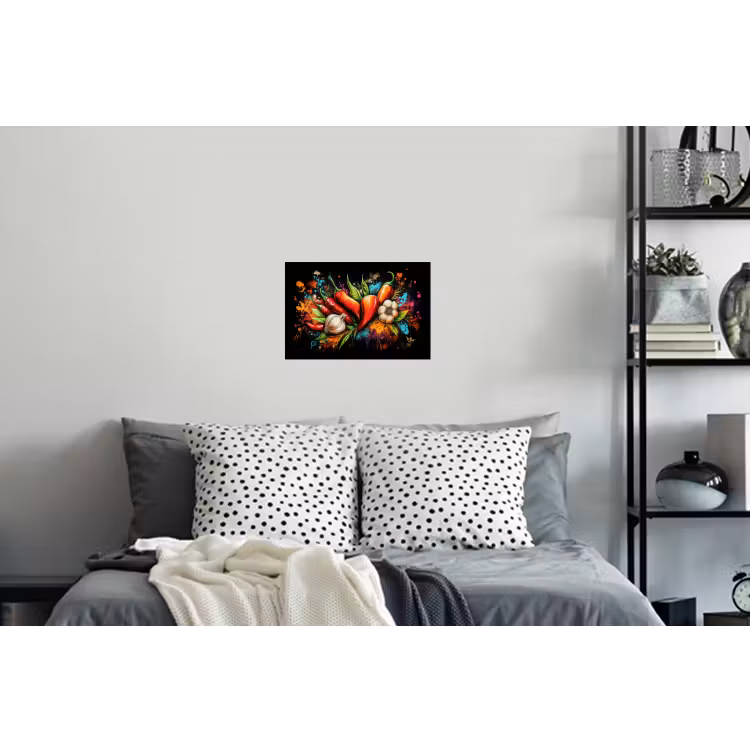 Groente - Peper - Knoflook - Graffiti - Verf - Kleurrijk Muursticker klein -slaapkamer