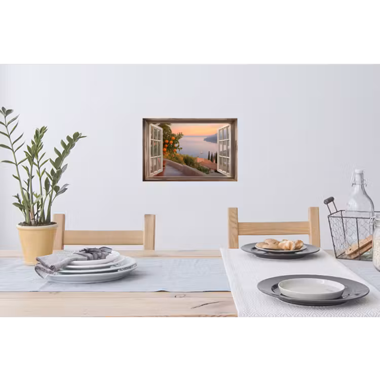 Doorkijk - Uitzicht - Meer - Landschap Muursticker klein -eettafel