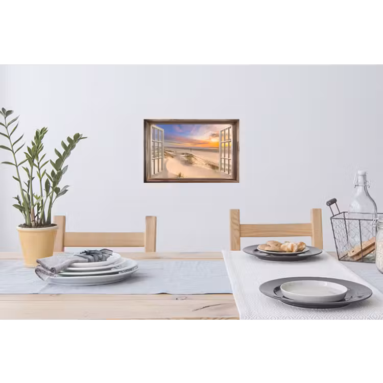 Doorkijk - Strand - Duinen - Natuur - Landschap Muursticker klein -eettafel