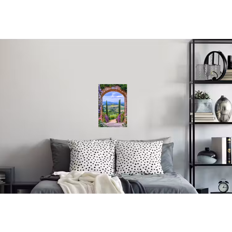 Doorkijk - Toscane - Landschap - Poort Muursticker klein -slaapkamer
