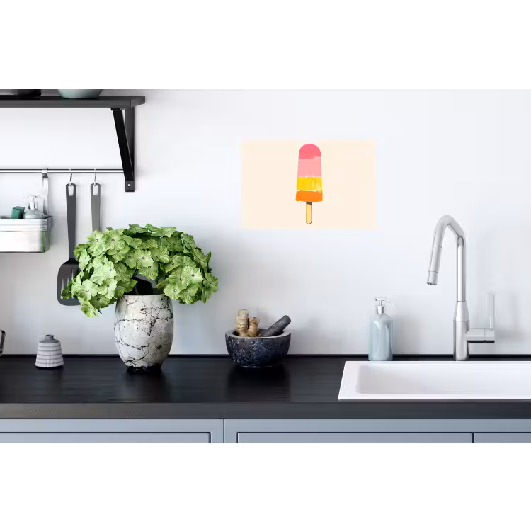 Waterijsje - Retro - Stokje - Roze Muursticker klein -keuken
