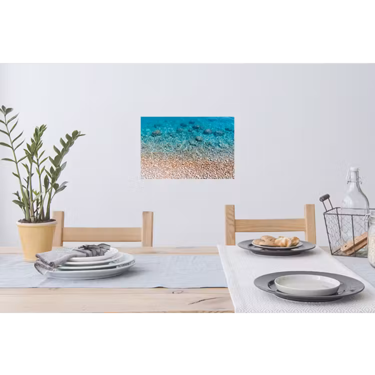 Water - Kiezels - Natuur - Levendig - Turkoois Muursticker klein -eettafel
