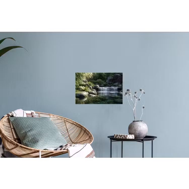 Beek - Waterval - Natuur - Groen Muursticker klein -plant