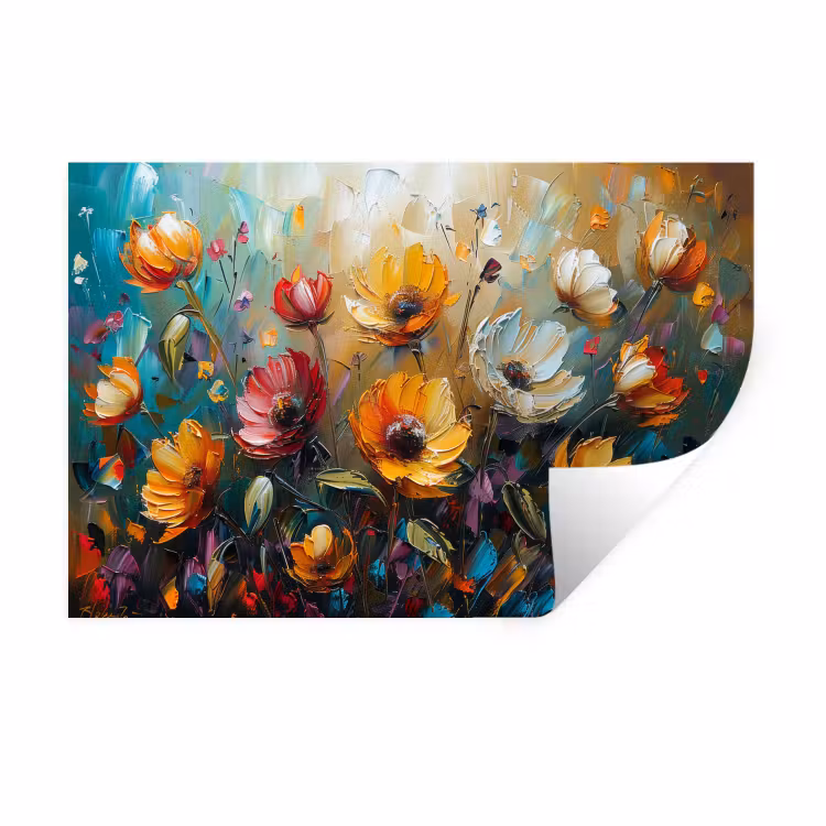 Watercolor - Bloemen - Kunst - Modern Muursticker klein -3d